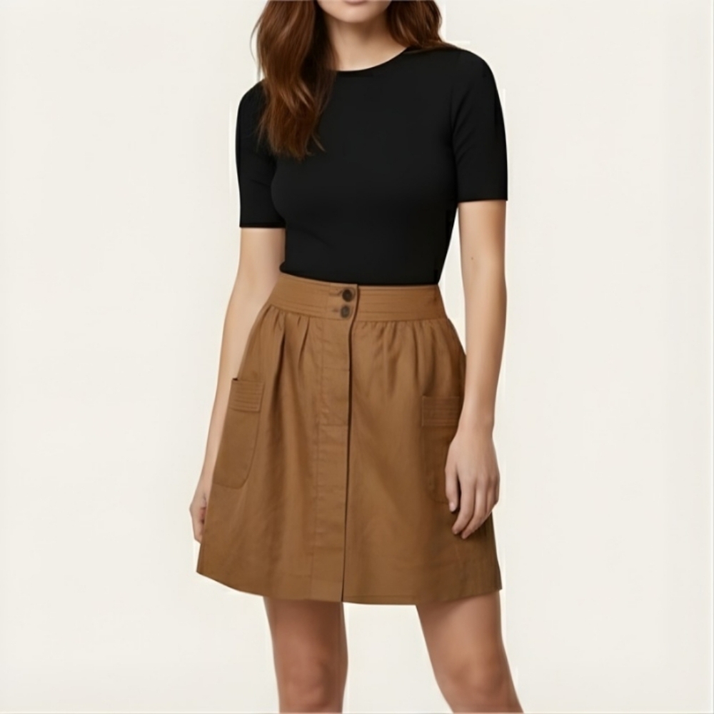 J.Crew Camel A-line Linen Mini Skirt - Picture 1 of 5